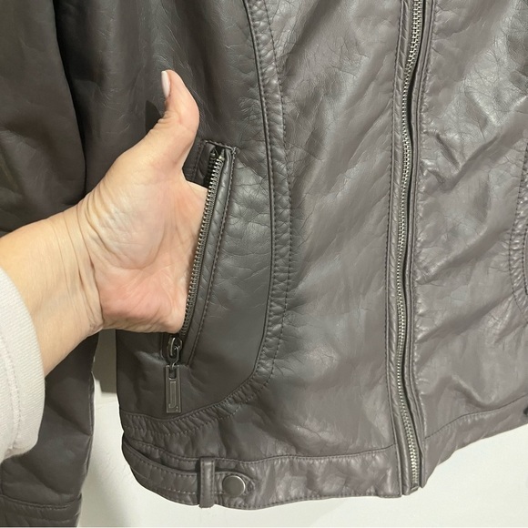 J2 Gray Faux Leather Zip Bomber Jacket Medium - Picture 5 of 14